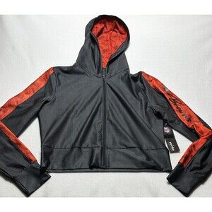 Cleveland Browns Cropped Hoodie Zipper Women's MEDIUM Charcoal NWT NFL Speckled